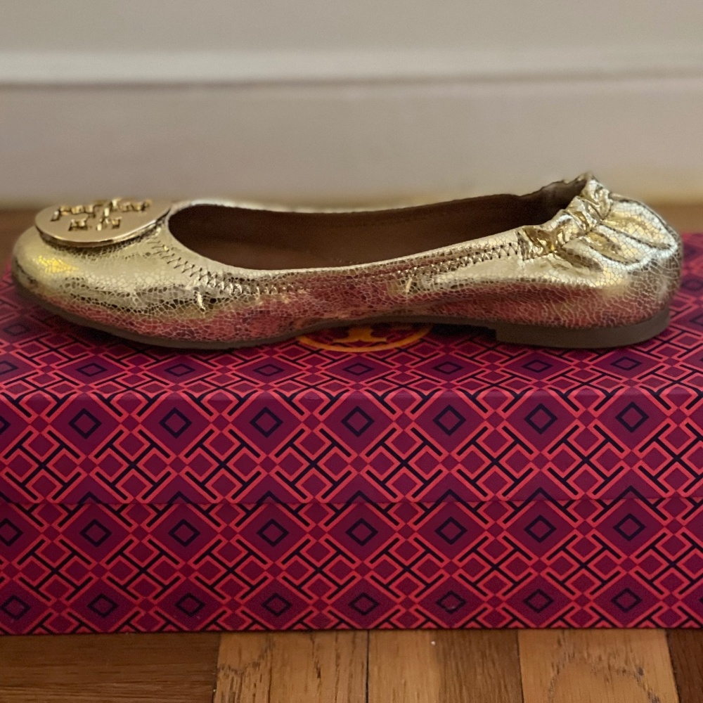 Tory Burch Reva Ballet Flats Women Gold 8.5